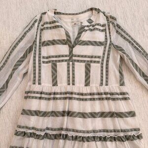 Vineyard Vines Breezy Tiered Jacquard Dress Sage Olive/White Size Medium